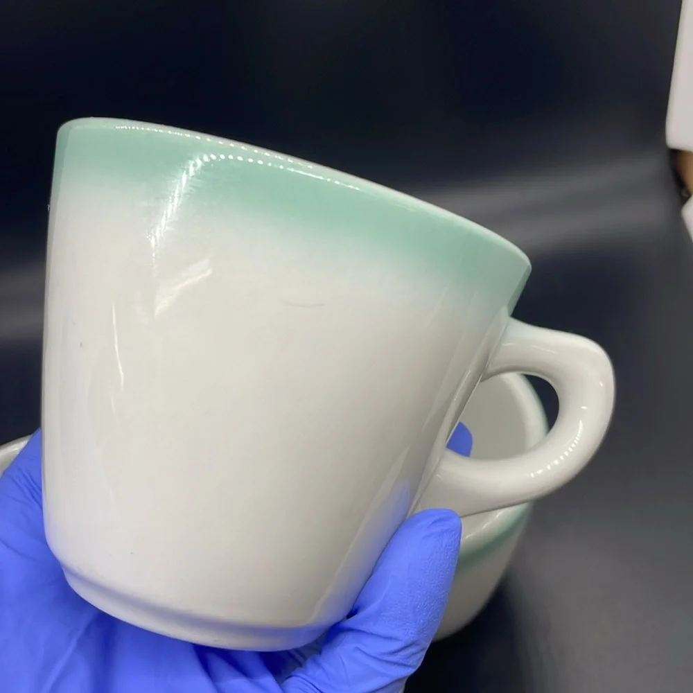 Vintage 40’s 50’s Shenango China seafoam teal diner mugs Set of 4